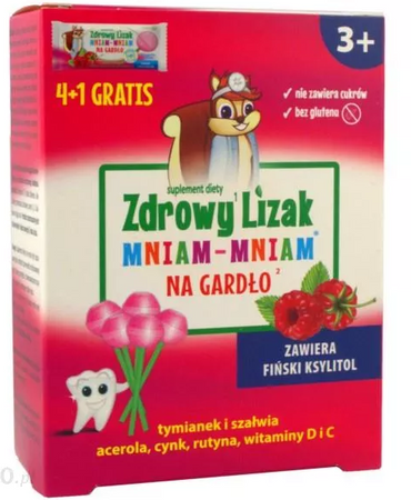 Starpharma Zdrowy Lizaki Mniam-Mniam  na gardło tymianek i szałwia zestaw 4+1