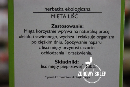 Dary Natury Mięta Liść herbatka ekologiczna 100% EKO 25g