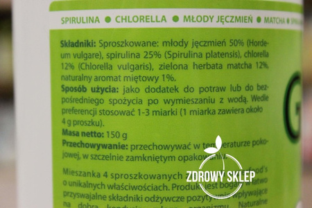 MyVita GREEN MIX jęczmień spirulina chlorella matcha proszek 150g