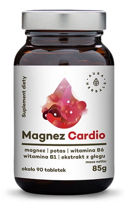 AURA HERBALS Magnez Cardio ekstrakt z głogu + potas + B1+ B6 60 kapsułek