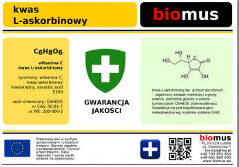 Biomus kwas L-askorbinowy C6H8O6 witamina C proszek 1000g