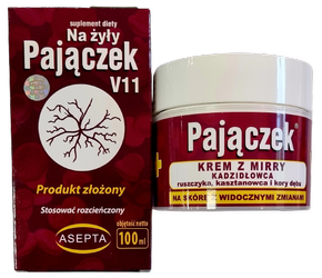 ASEPTA V11 Pajączek krople 100ml krem 150ml ZESTAW