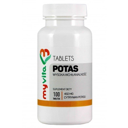 MyVita Potas wysoka wchłanialność 450mg 100 tabletek