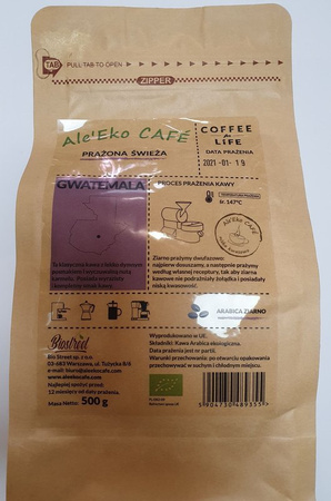 Ale’Eko CAFÉ 100% Arabica kawa świeżo prażona ziarno Gwatemala 500g