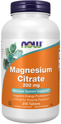 Now Foods Magnesium Citrate cytrynian magnezu 200mg 250 tabletek