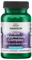 Swanson Triple Magnesium Complex magnez 400mg 30 kapsułek