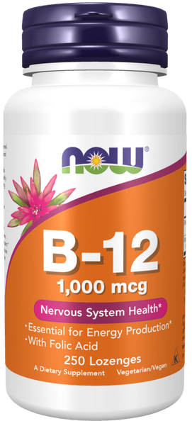 NOW Foods Witamina B12 1000mcg 250 Pastylek Do Ssania | Witaminy ...