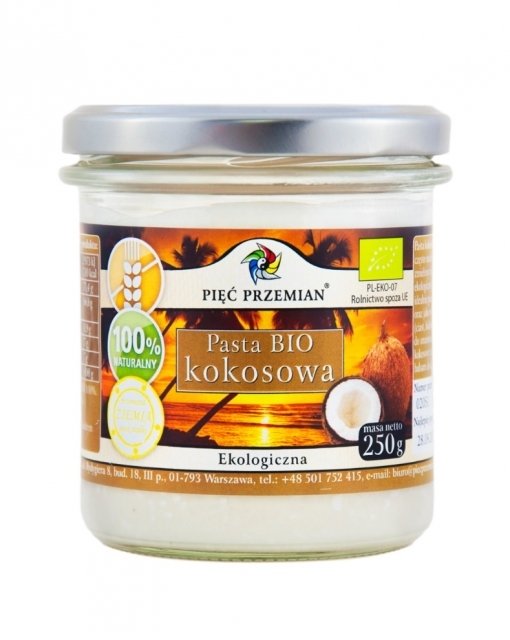 PIĘĆ PRZEMIAN Pasta kokosowa BIO 250g | Art. spożywcze \ Masła, kremy, musy