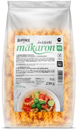 GLUTENEX Makaron bezglutenowy świderki niskobiałkowy 250g