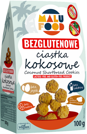 MALU FOOD Ciastka Kokosowe bezglutenowe bez cukru 100g