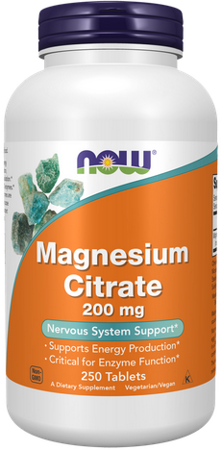 Now Foods Magnesium Citrate cytrynian magnezu 200mg 250 tabletek