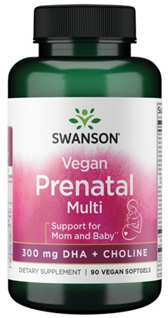 Swanson Vegan Prenatal Multi DHA Cholina 90 vege kapsułek żelowych