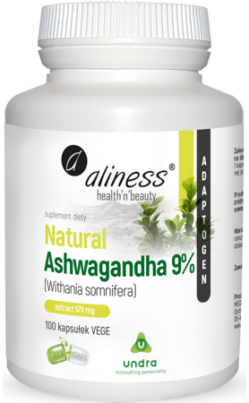 aliness Natural Ashwagandha 9proc 100 vege kapsułek