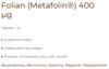 Solgar Folian (Metafolin) 400mcg 50 tabletek